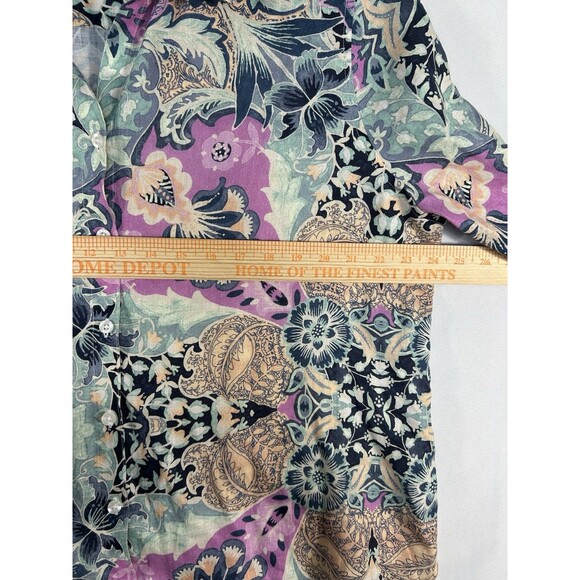 Chicos Linen Shirt Button Up Women's No Iron Tropical Fresh Chic Coral Size 3 - Picture 8 of 11